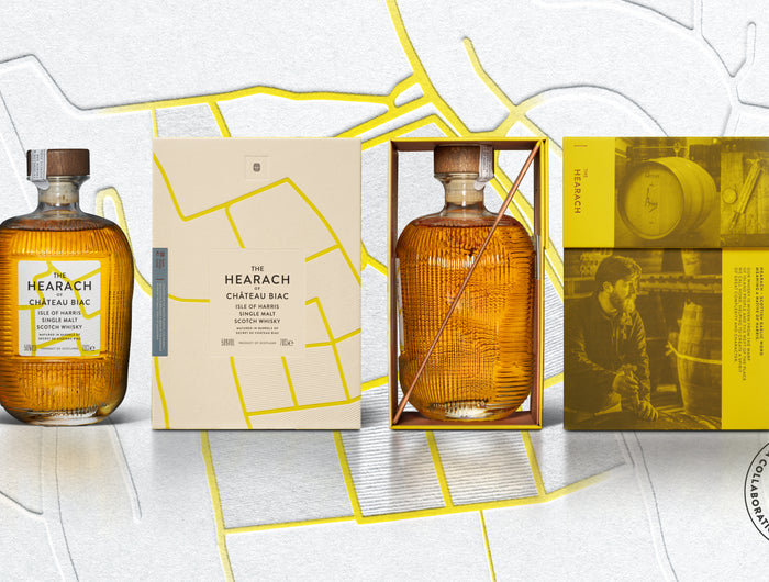 Bottle and packaging for Chateau Biac special edtion of Hearach whisky